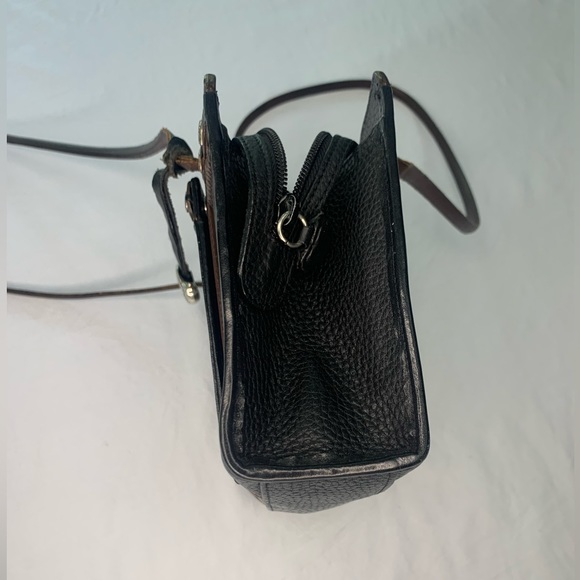 Brighton Paris Black Jagger Leather Vintage Peek a Boo Shoulder Purse Heart Trim - Picture 12 of 15